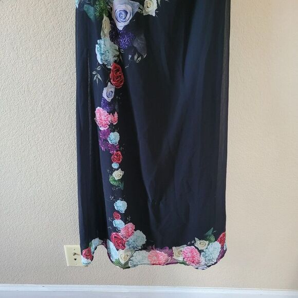 Ulla Popken Maxi Dress Plus Size 18 Floral Flowy V Neck Lined Tie Back Nwt - Picture 6 of 9